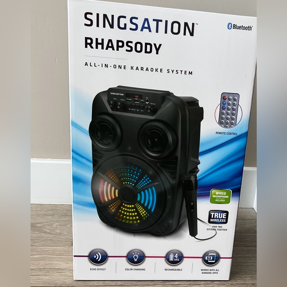 NIB All in one Karaoke System wireless Bluetooth Microphone included